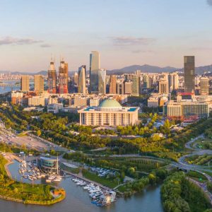 Panorama  Aerial view of Seoul city Skyline,South Korea